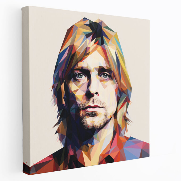 Kurt Cobain Geometric Glass Print - Kurt Cobain, Contemporary Design, Geometric Shapes, Kurt Cobain
