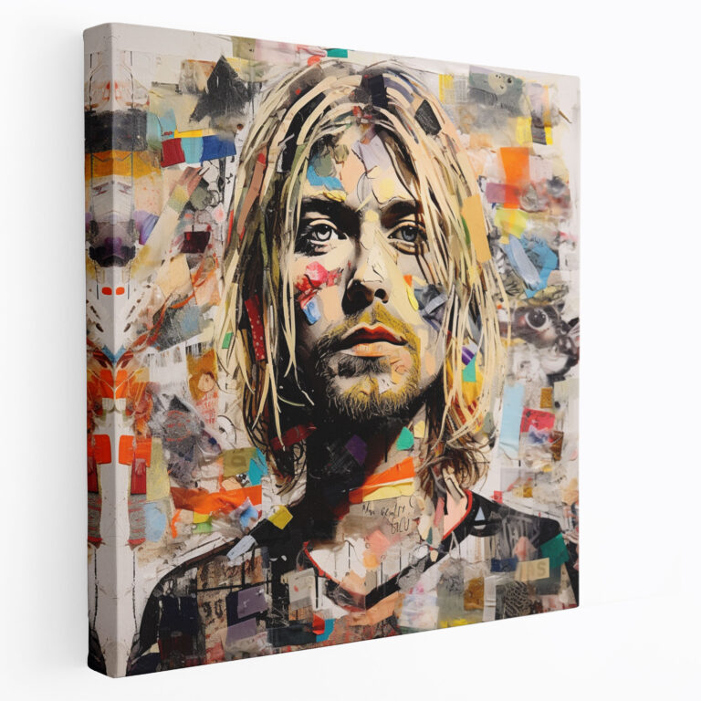 Kurt Cobain Collage Glass Art - Kurt Cobain, Musical Influence, Glass Art, Wall Decoration