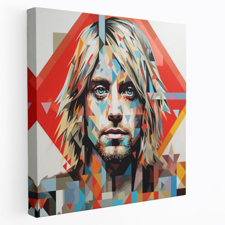 Kurt Cobain Glass Print - Geometric Iconic Fusion - Kurt Cobain, Glass Print, Home Decoration, Glass Art
