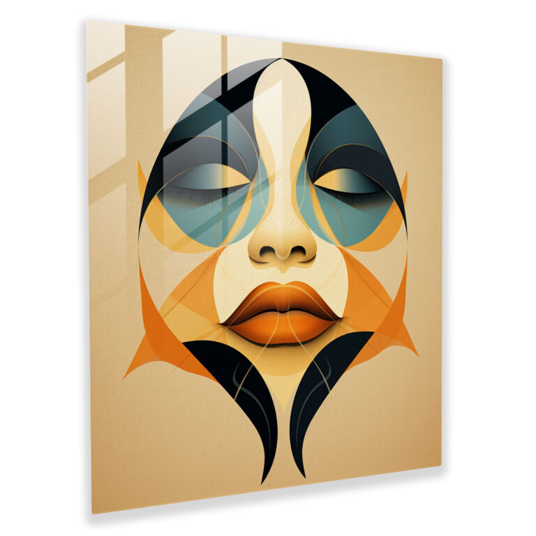 Kiss Of Geometry Glass Print - Kiss, Home Decoration, Surrealism, Glass Print