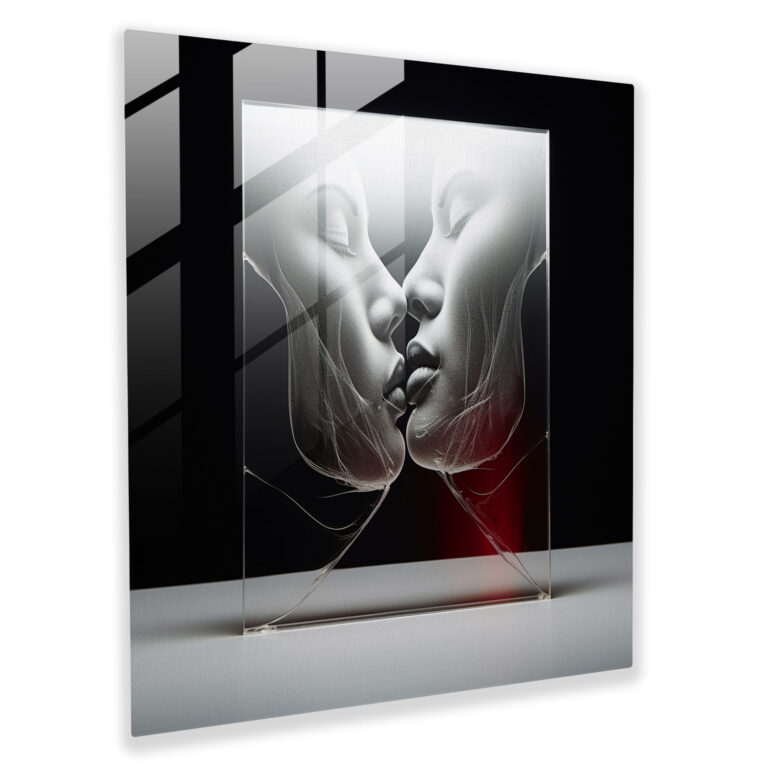 Clear Canvas Kiss Glass Print - Kiss, Glass Print, Simplicity, Home Decoration