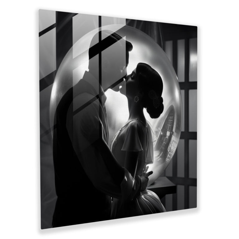 Timeless Kiss Glass Print - Kiss, Glass Wall Art, Glass Print, Retro-Inspired