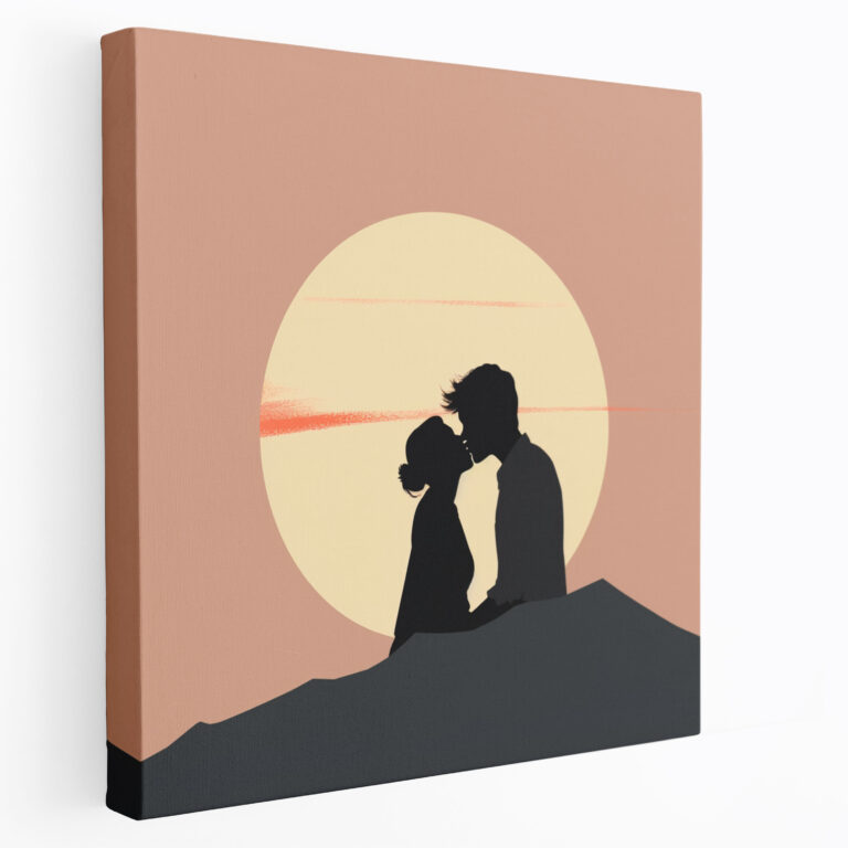 Kiss Canvas Print - Sunset Silhouette - Kiss, Canvas, Canvas Print, Canvas Wall Art