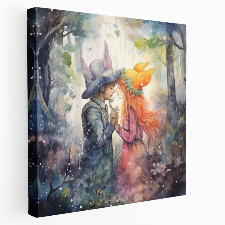 Kiss Canvas Wall Art - Kiss, Wall Decoration, Fairy Tale, Dreamy