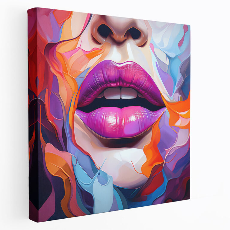 Abstract Lips Kiss Digital Art Canvas Print - Kiss, Contemporary, Abstract, Kiss