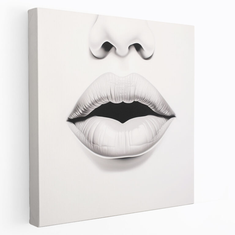 Kiss Wall Art - Minimalist Black And White Canvas Print - Kiss, Kiss, Canvas Print, Black And White