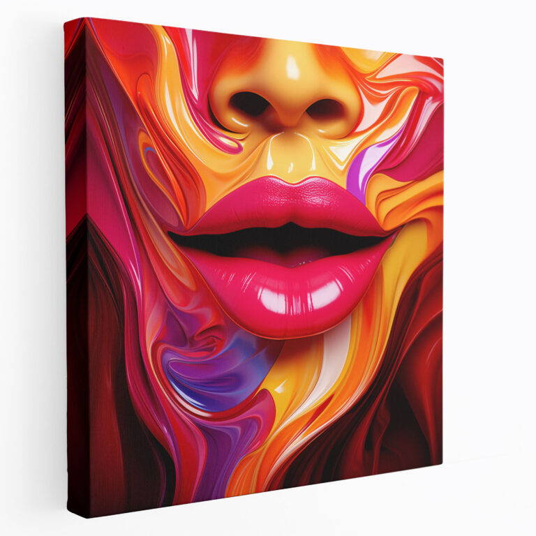 Kiss Canvas Print - Heart Lips Wall Art - Kiss, Wall Decoration, Canvas Print, Digital Artwork