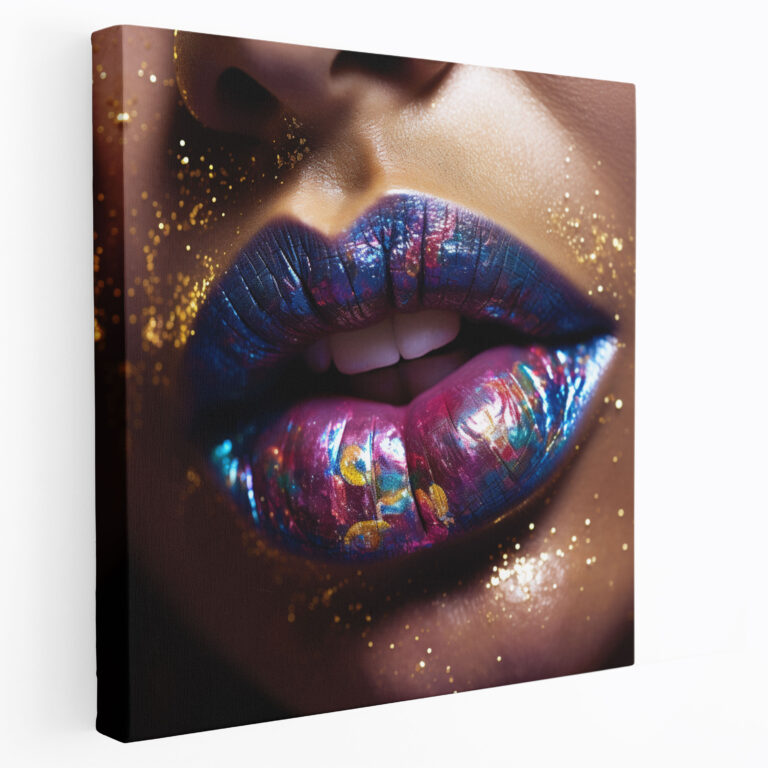 Kiss Canvas Print - Glitter Lips Wall Art - Kiss, Canvas Print, Wall Art, Kiss