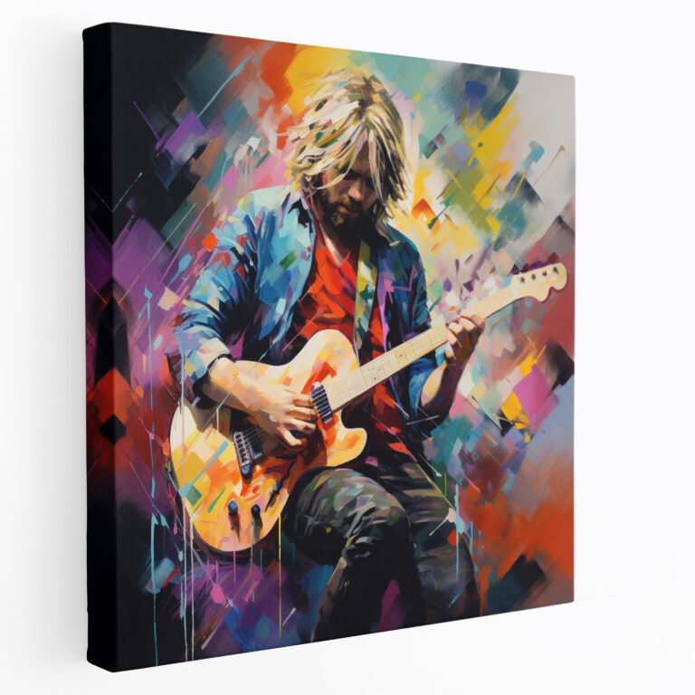 Kurt Cobain Canvas Print - Abstract Expressionist Wall Art - Kurt Cobain, Wall Decoration, Bold Brushstrokes, Guitar