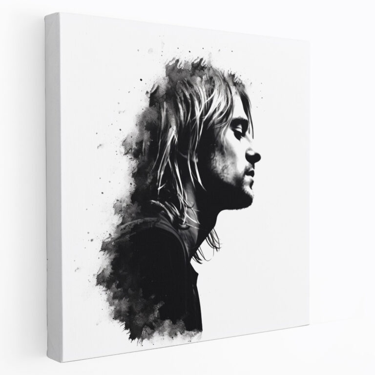 Kurt Cobain Canvas Print - Minimalist Silhouette Wall Art - Kurt Cobain, Wall Art, Minimalist Silhouette, Minimalist Decor