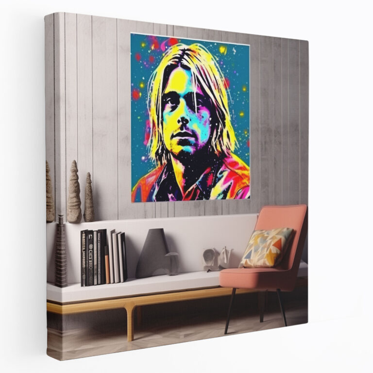 Kurt Cobain Canvas Print - Pop Art Inspired Wall Art - Kurt Cobain, Vibrant Portrait, Wall Art, Kurt Cobain