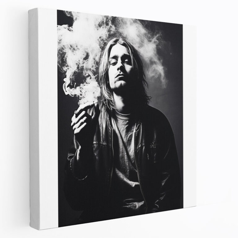 Kurt Cobain Canvas Print - Vintage-Inspired Wall Art - Kurt Cobain, Wall Decoration, Black And White, Grunge Era