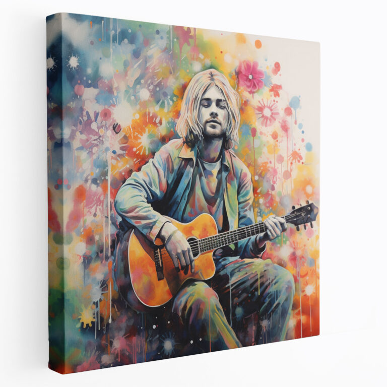 Kurt Cobain Watercolor Style Canvas Print - Kurt Cobain, Patterns, Wall Art, Creativity