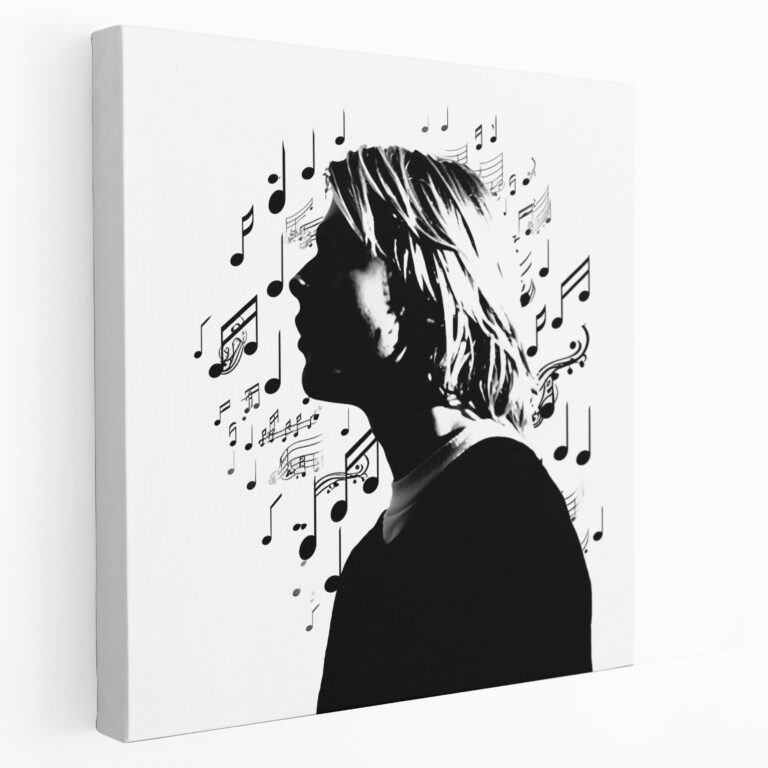 Kurt Cobain Musical Silhouette Canvas Print - Kurt Cobain, Canvas Wall Art, Wall Art, Simplicity