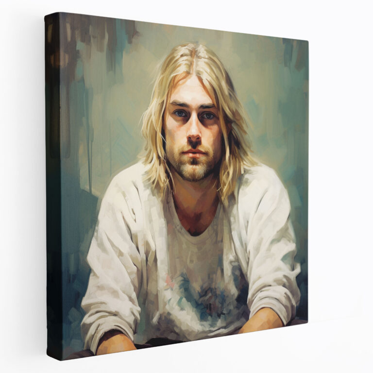 Kurt Cobain Realistic Portrait Canvas Print - Kurt Cobain, Home Decoration, Intricate Details, Realistic Portrait
