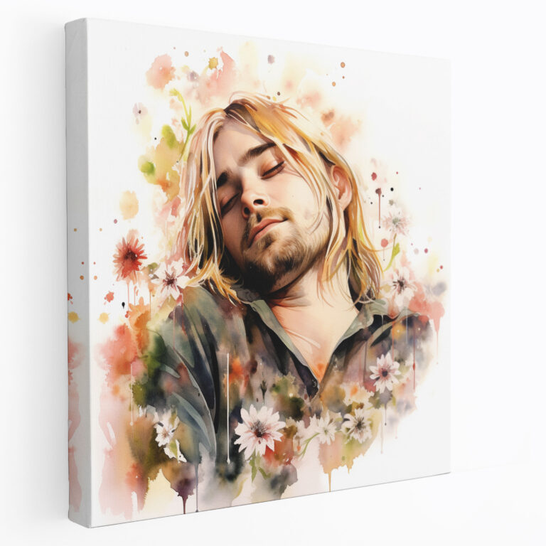 Kurt Cobain Canvas Print - Kurt Cobain, Beauty, Watercolor Painting, Delicate Flowers