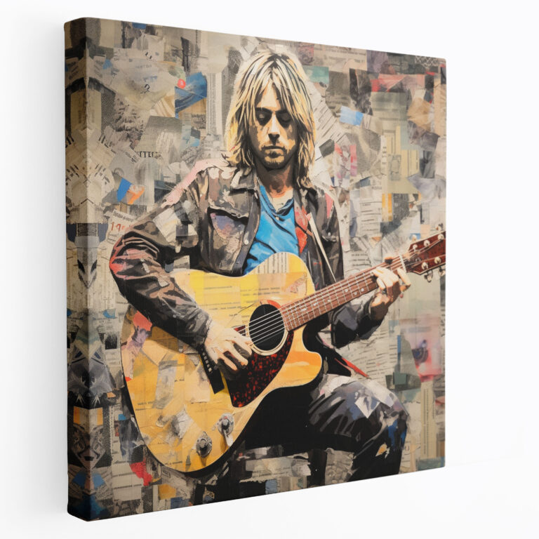 Kurt Cobain Wall Art - Kurt Cobain, Collage-Style Mixed Media, Wall Art, Canvas
