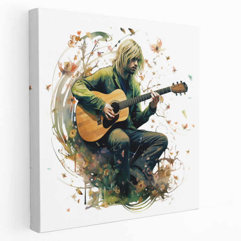 Kurt Cobain Wall Art - Kurt Cobain, Kurt Cobain, Musical Notes, Canvas Wall Art