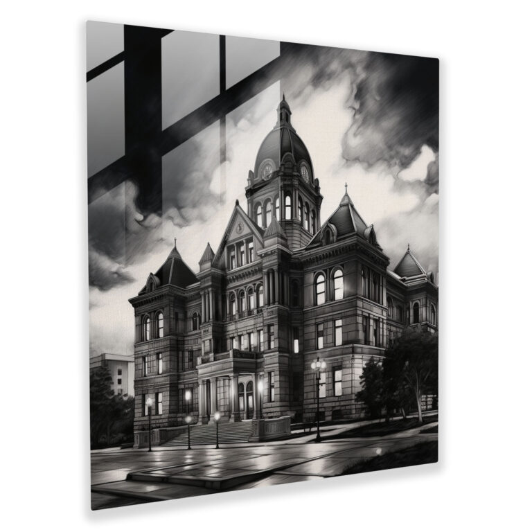 Law And Order Glass Print - Law, Glass Print, Sketch, Courthouse