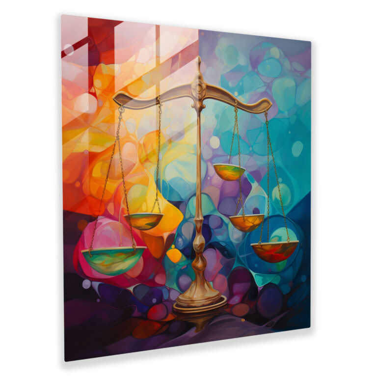 Legal Harmony Glass Print - Law, Law, Wall Decoration, Abstract Painting