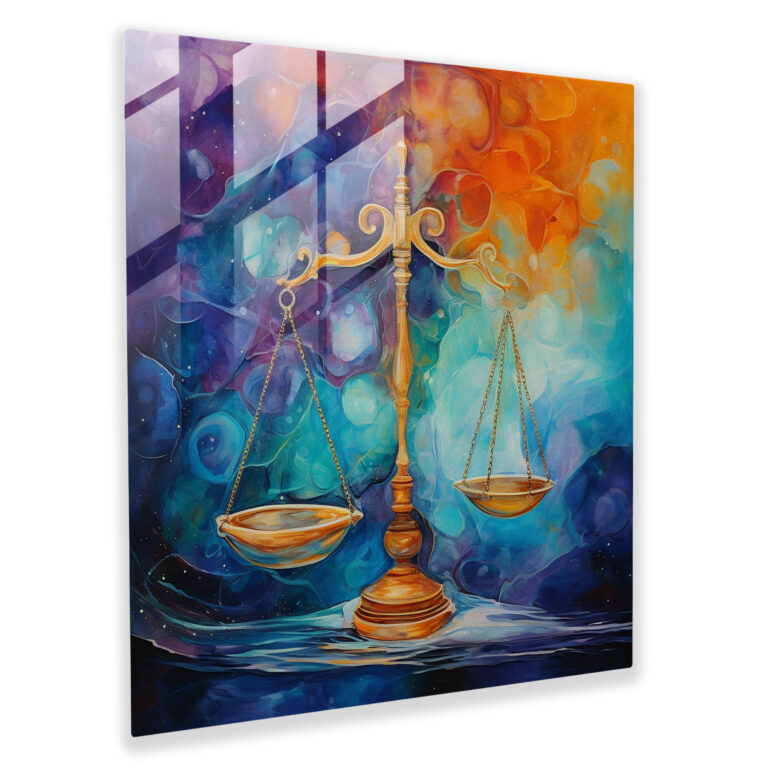 Justice Balance Glass Print - Law, Scales Of Justice, Glass Wall Art, Home Decoration