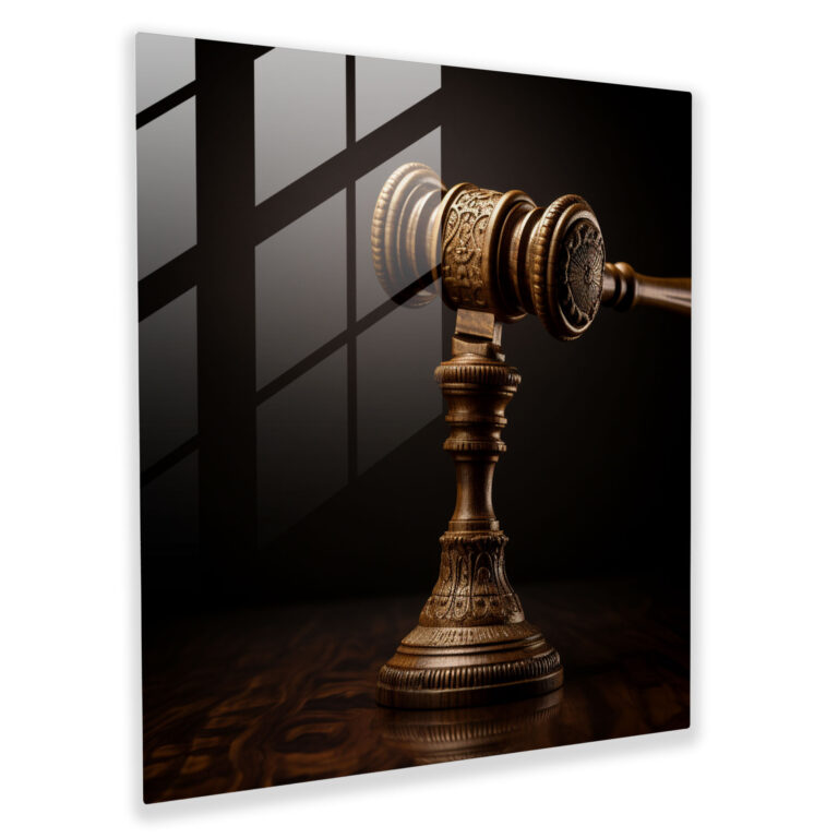 Gavel Detail Glass Print - Law, Law, Judge's Gavel, Modern Art