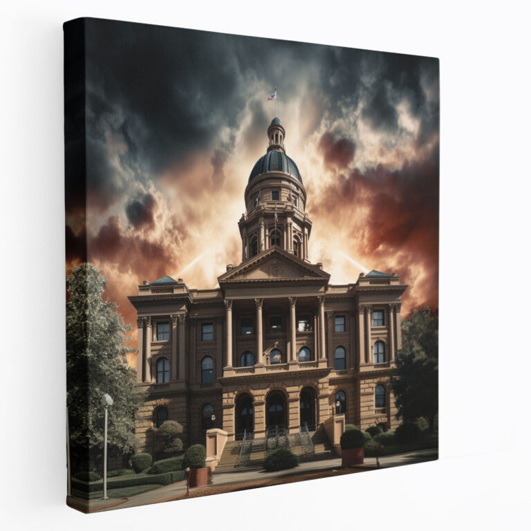 Majestic Courthouse Canvas Print - Law, Canvas Print, Home Decoration, Cloudy Sky