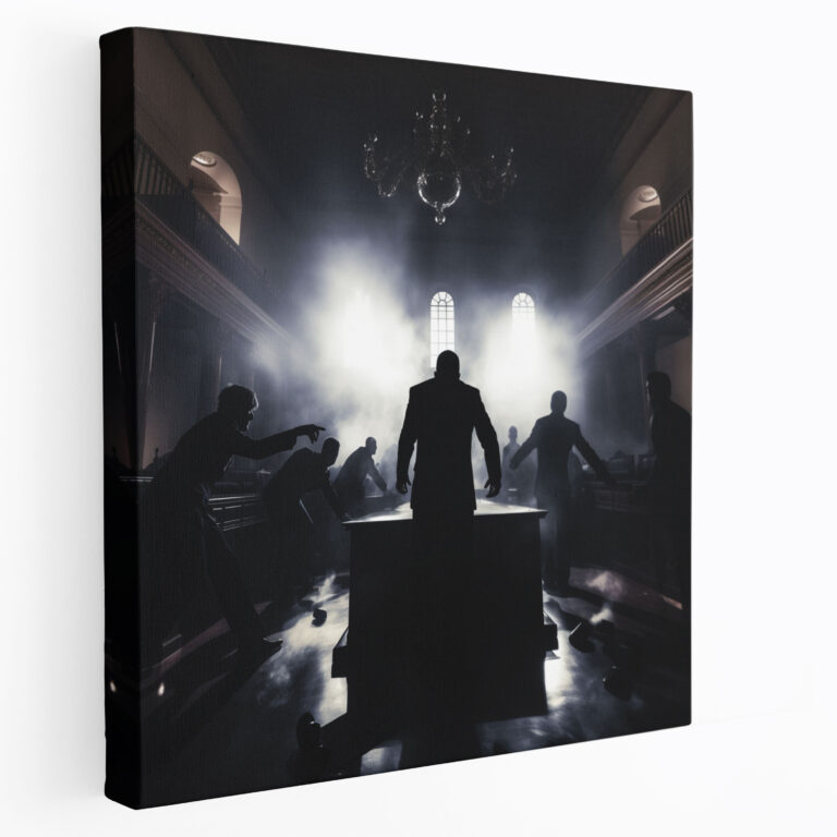 Courtroom Battle Silhouettes Canvas Print - Law, Canvas Wall Art, Courtroom Battle Silhouettes, Wall Decoration