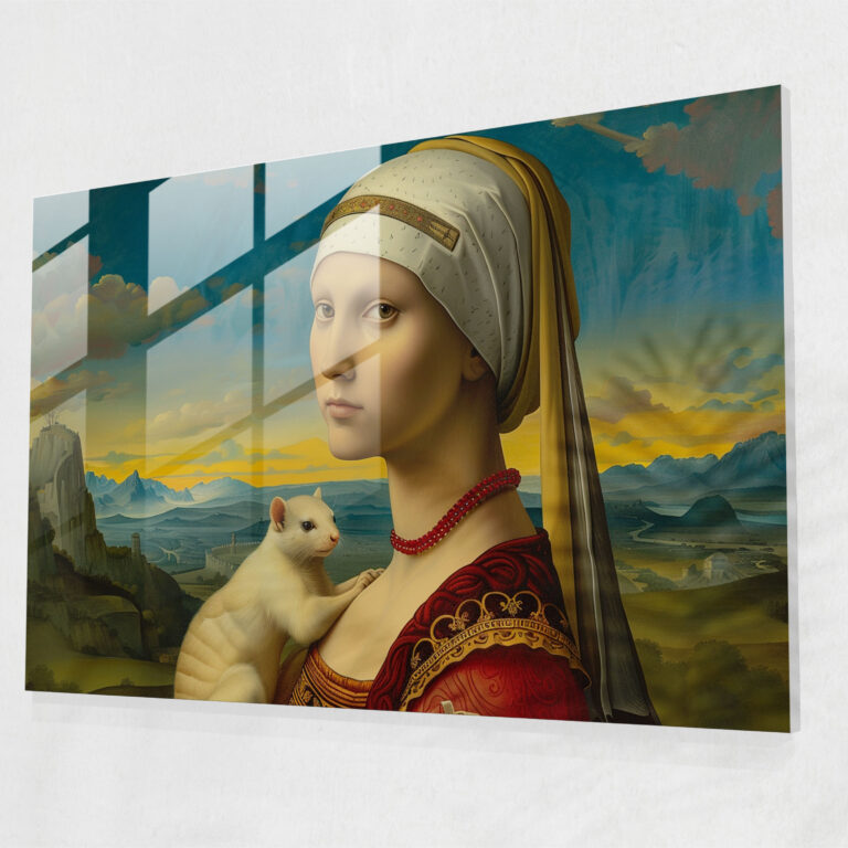 Leonardo Da Vinci Glass Print - Lady With An Ermine - Leonardo Da Vinci, Glass Print, Modern Art, Wall Decoration