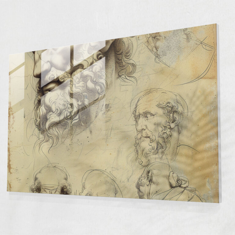 Leonardo Da Vinci Modern Art - Leonardo Da Vinci, Glass Print, Home Decoration, Leonardo Da Vinci