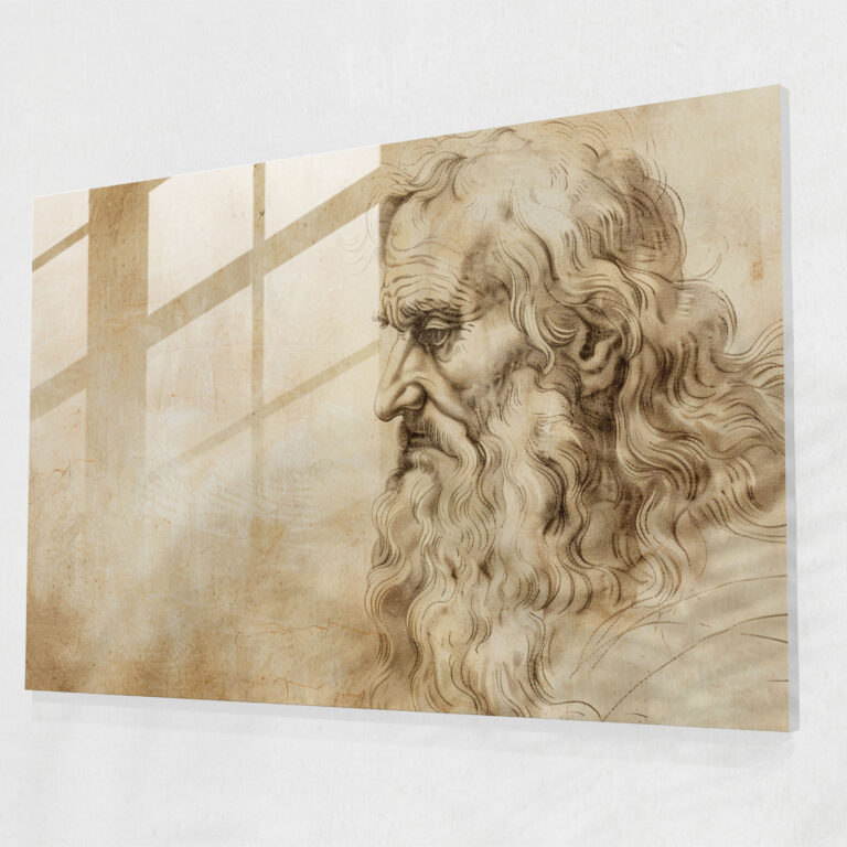 Leonardo Da Vinci Glass Print: Man Portrait - Leonardo Da Vinci, Leonardo Da Vinci, Glass Print, Glass Art
