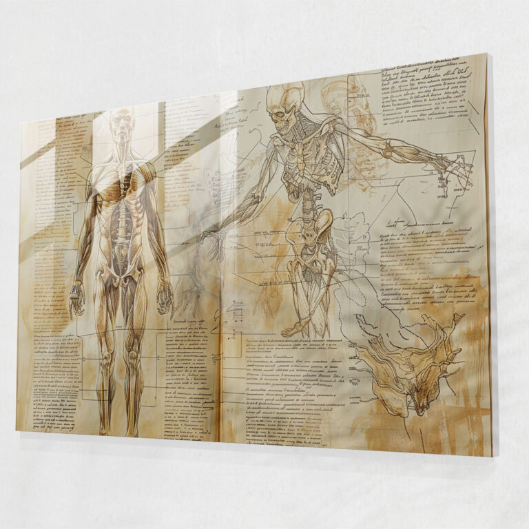 Leonardo Da Vinci Glass Wall Art: Anatomy Study - Leonardo Da Vinci, Leonardo Da Vinci, Modern Art, Wall Decoration