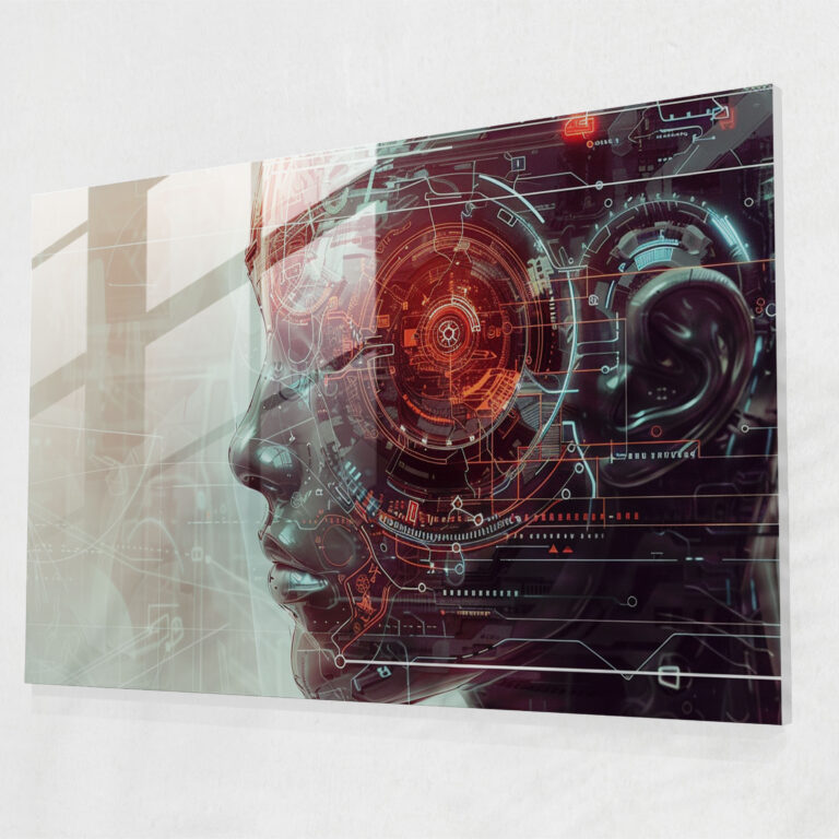 Futuristic Leonardo Da Vinci Glass Wall Art - Leonardo Da Vinci, Glass Wall Art, Wall Decoration, Leonardo Da Vinci