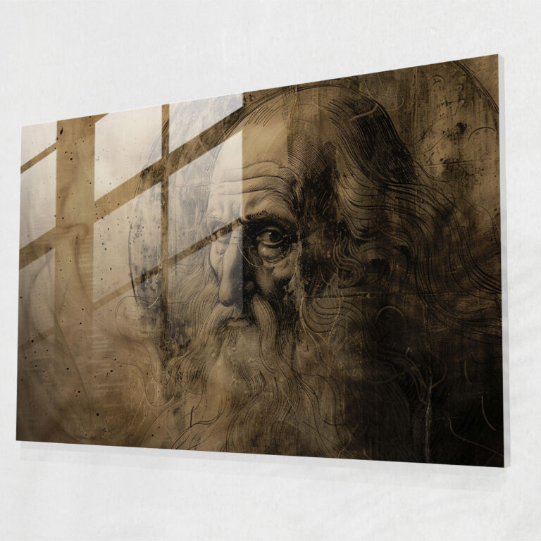 Leonardo Da Vinci Glass Print - Leonardo Da Vinci, Glass Print, Glass Art, Home Decoration