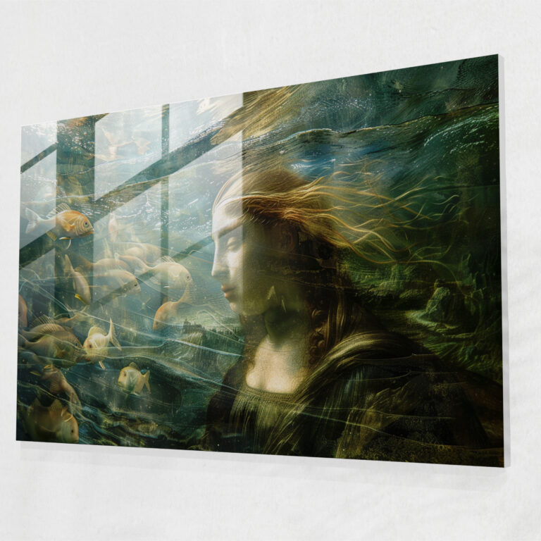 Ethereal Leonardo Da Vinci Glass Print - Leonardo Da Vinci, Wall Decoration, Modern Art, Leonardo Da Vinci