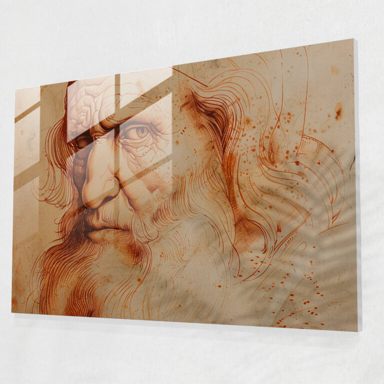 Leonardo Da Vinci Glass Print - Leonardo Da Vinci, Wall Decoration, Glass Wall Art, Home Decoration