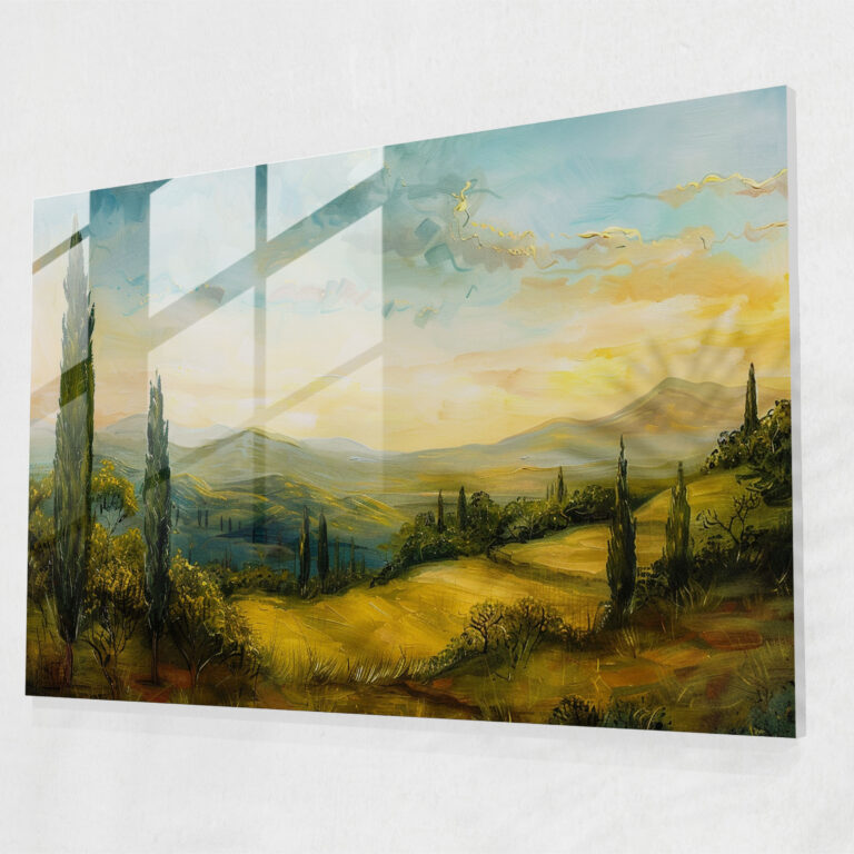 Leonardo Da Vinci Glass Wall Art - Renaissance Landscape - Leonardo Da Vinci, Wall Decoration, Home Decoration, Leonardo Da Vinci