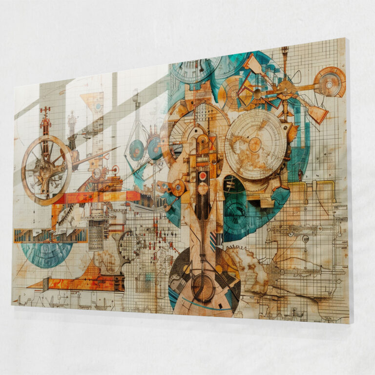 Leonardo Da Vinci Glass Art - Abstract Inventions - Leonardo Da Vinci, Glass Print, Modern Art, Wall Decoration