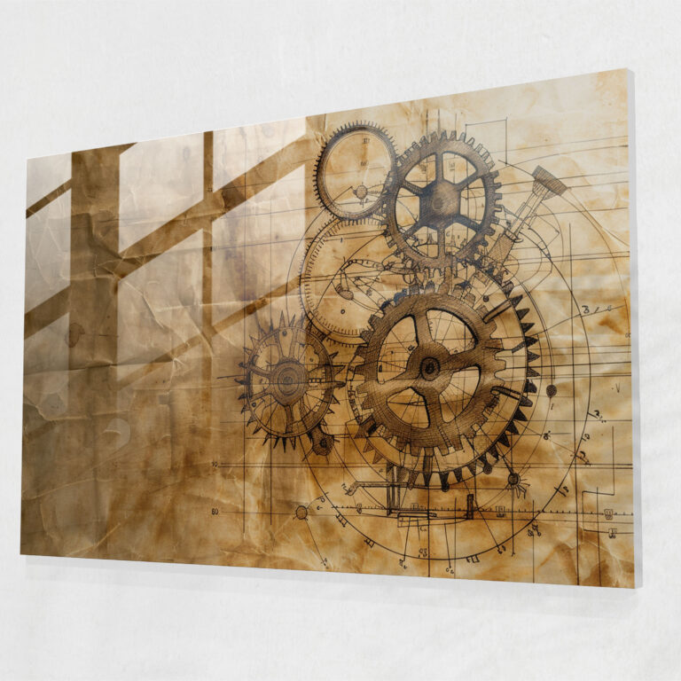 Mechanical Blueprint Glass Wall Art - Leonardo Da Vinci, Glass Wall Art, Leonardo Da Vinci, Wall Decoration