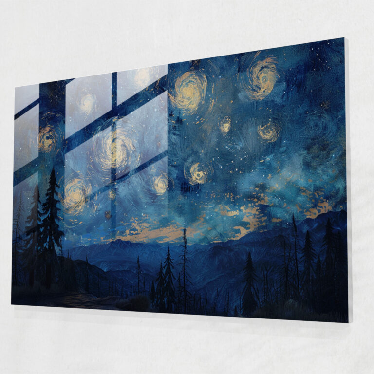 Starry Night Sky Glass Print - Leonardo Da Vinci, Starry Night Sky, Home Decoration, Glass Art