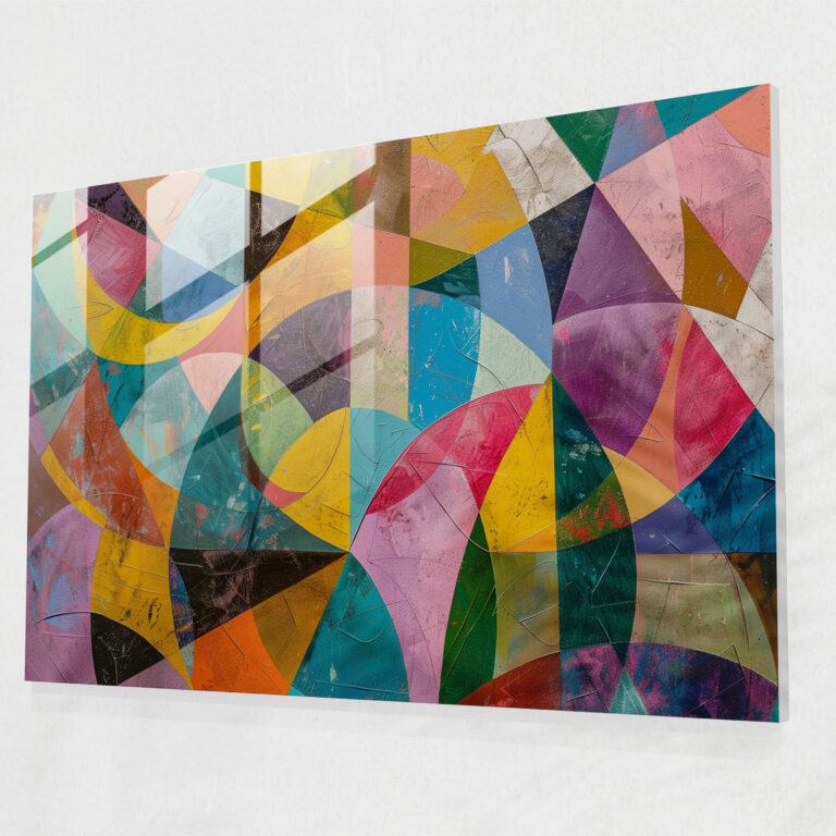 Abstract Geometric Glass Wall Art - Leonardo Da Vinci, Home Decoration, Glass Wall Art, Glass Art