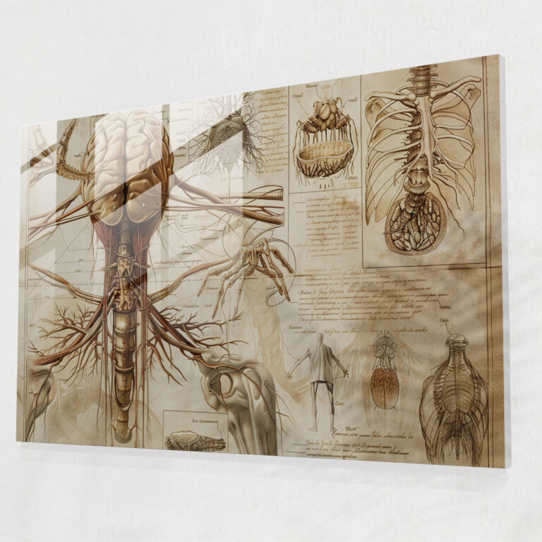 Leonardo Da Vinci Home Decoration: Scientific Sketches - Leonardo Da Vinci, Glass Wall Art, Home Decoration, Leonardo Da Vinci