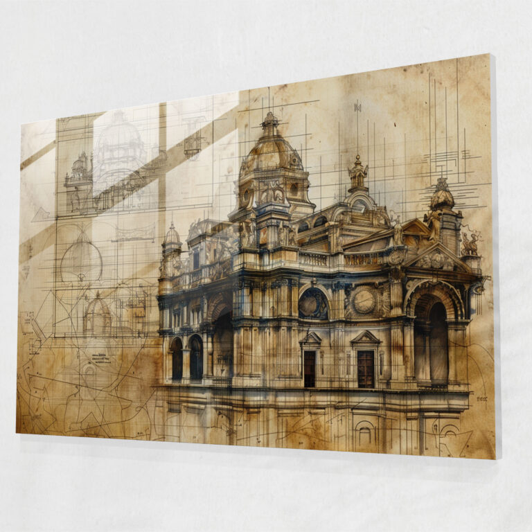 Leonardo Da Vinci Glass Wall Art: Architectural Sketches - Leonardo Da Vinci, Leonardo Da Vinci, Modern Art, Glass Wall Art