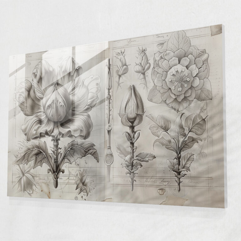 Leonardo Da Vinci Glass Print: Botanical Studies - Leonardo Da Vinci, Botanical Studies, Natural Beauty, Leonardo Da Vinci