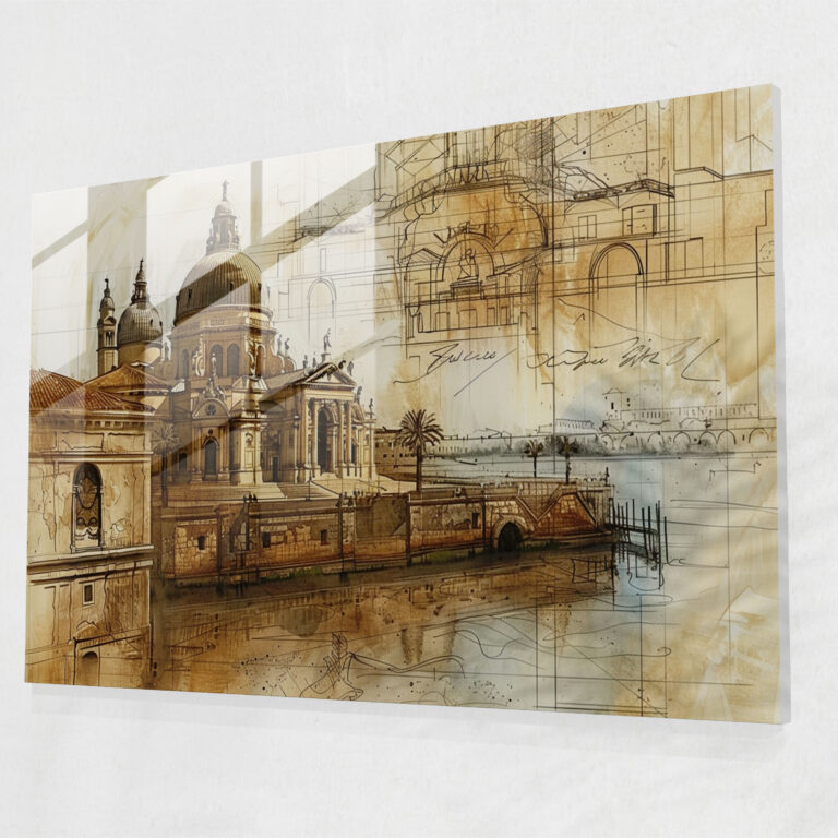 Leonardo Da Vinci Glass Wall Art: Architectural Sketches - Leonardo Da Vinci, Leonardo Da Vinci, Glass Wall Art, Architectural Sketches