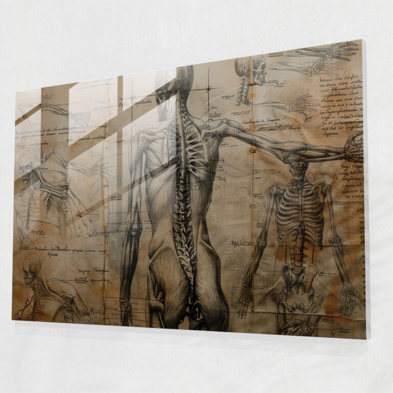 Leonardo Da Vinci Glass Print - Leonardo Da Vinci, Anatomy, Glass Wall Art, Glass Print