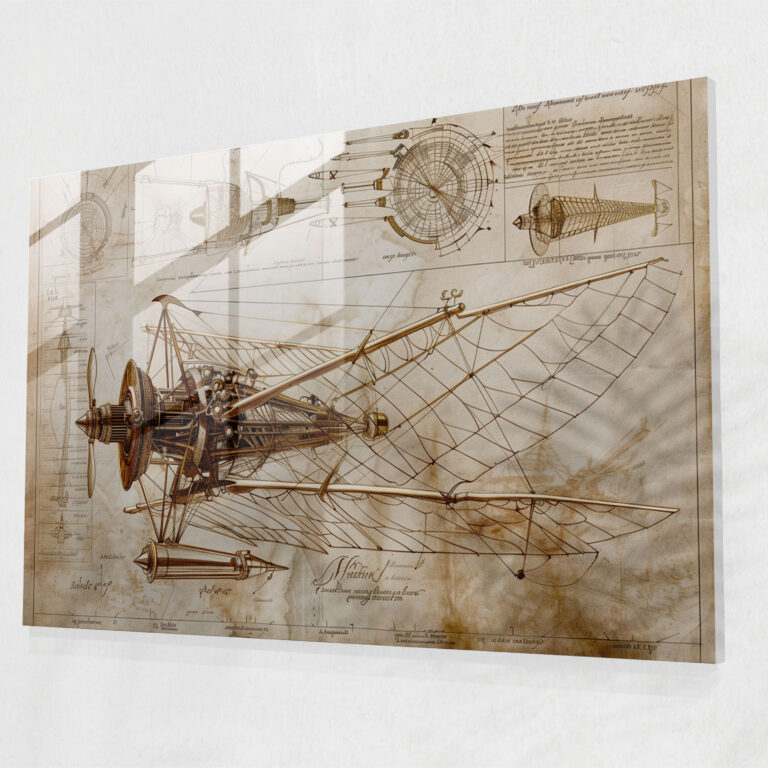 Leonardo Da Vinci Glass Wall Art - Leonardo Da Vinci, Modern Art, Inventions, Glass Print