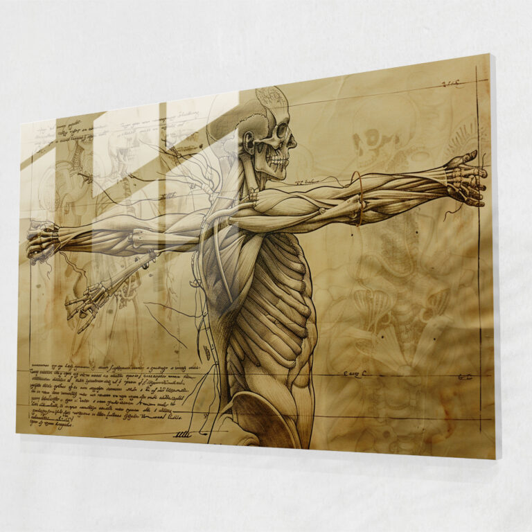 Leonardo Da Vinci Glass Print Anatomy Study - Leonardo Da Vinci, Glass Print, Leonardo Da Vinci, Home Decoration