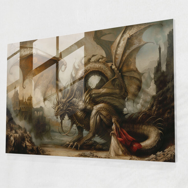 Leonardo Da Vinci Modern Art Mythical Creatures - Leonardo Da Vinci, Modern Art, Home Decoration, Glass Print