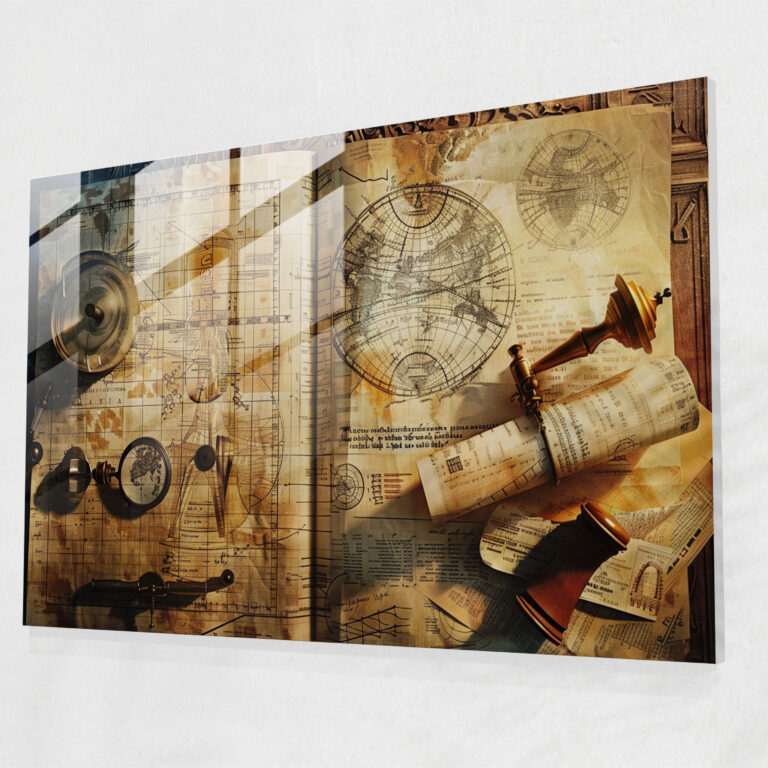 Leonardo Da Vinci Glass Wall Art Scientific Experiments - Leonardo Da Vinci, Leonardo Da Vinci, Wall Decoration, Glass Wall Art